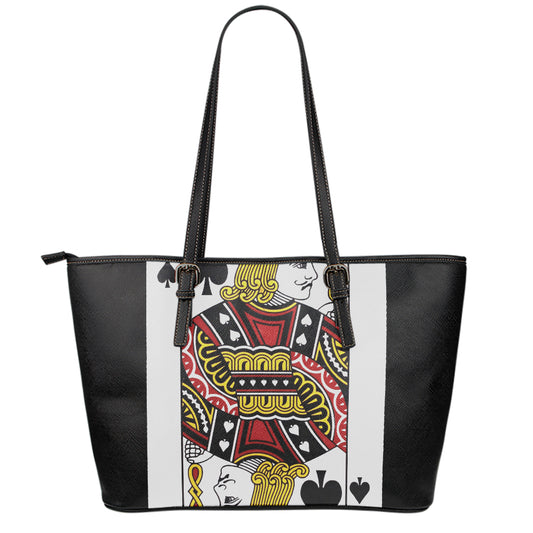 Jack Of Spades Playing Card Print Leather Tote Bag
