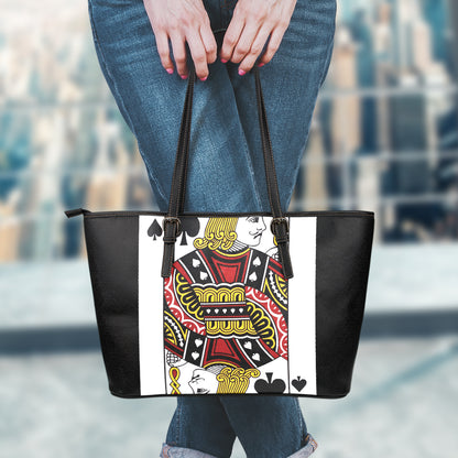 Jack Of Spades Playing Card Print Leather Tote Bag