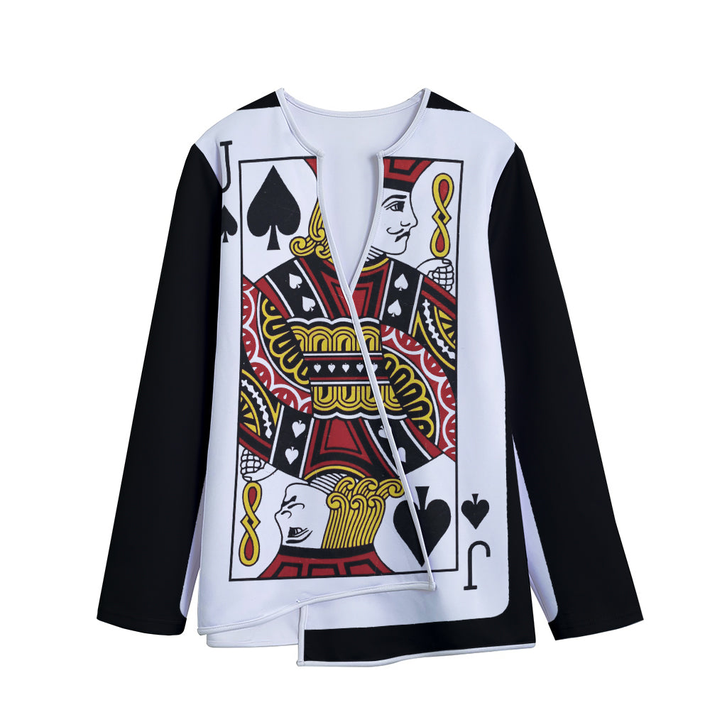 Jack Of Spades Playing Card Print Long Sleeve Short Coat