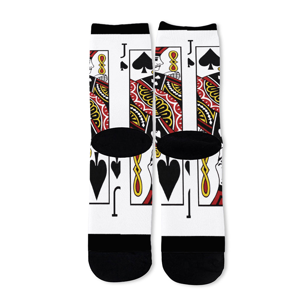 Jack Of Spades Playing Card Print Long Socks