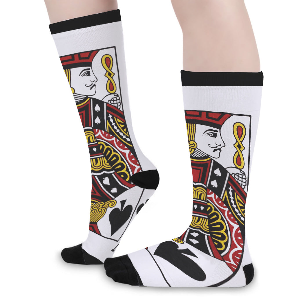 Jack Of Spades Playing Card Print Long Socks