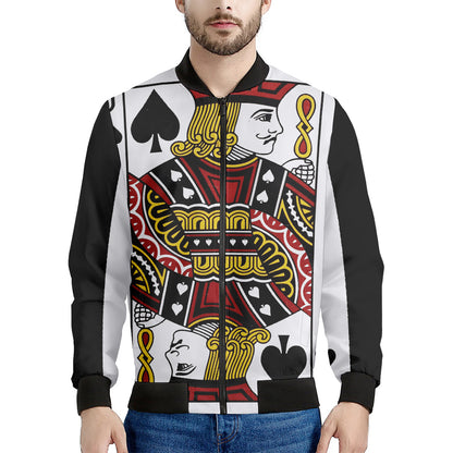 Jack Of Spades Playing Card Print Men's Bomber Jacket