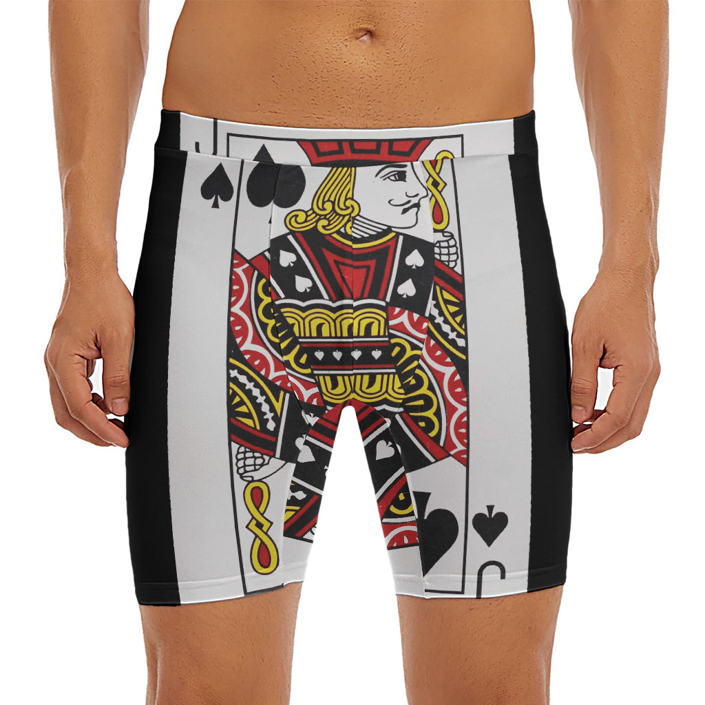 Jack Of Spades Playing Card Print Men's Long Boxer Briefs