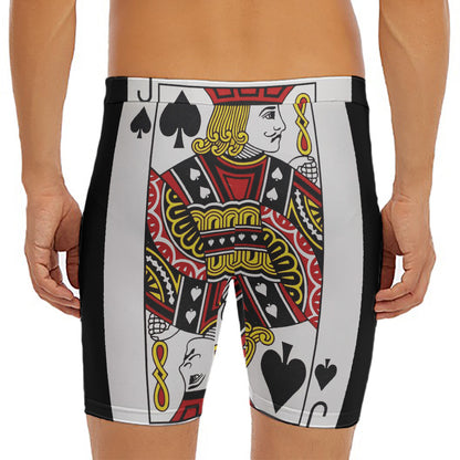 Jack Of Spades Playing Card Print Men's Long Boxer Briefs