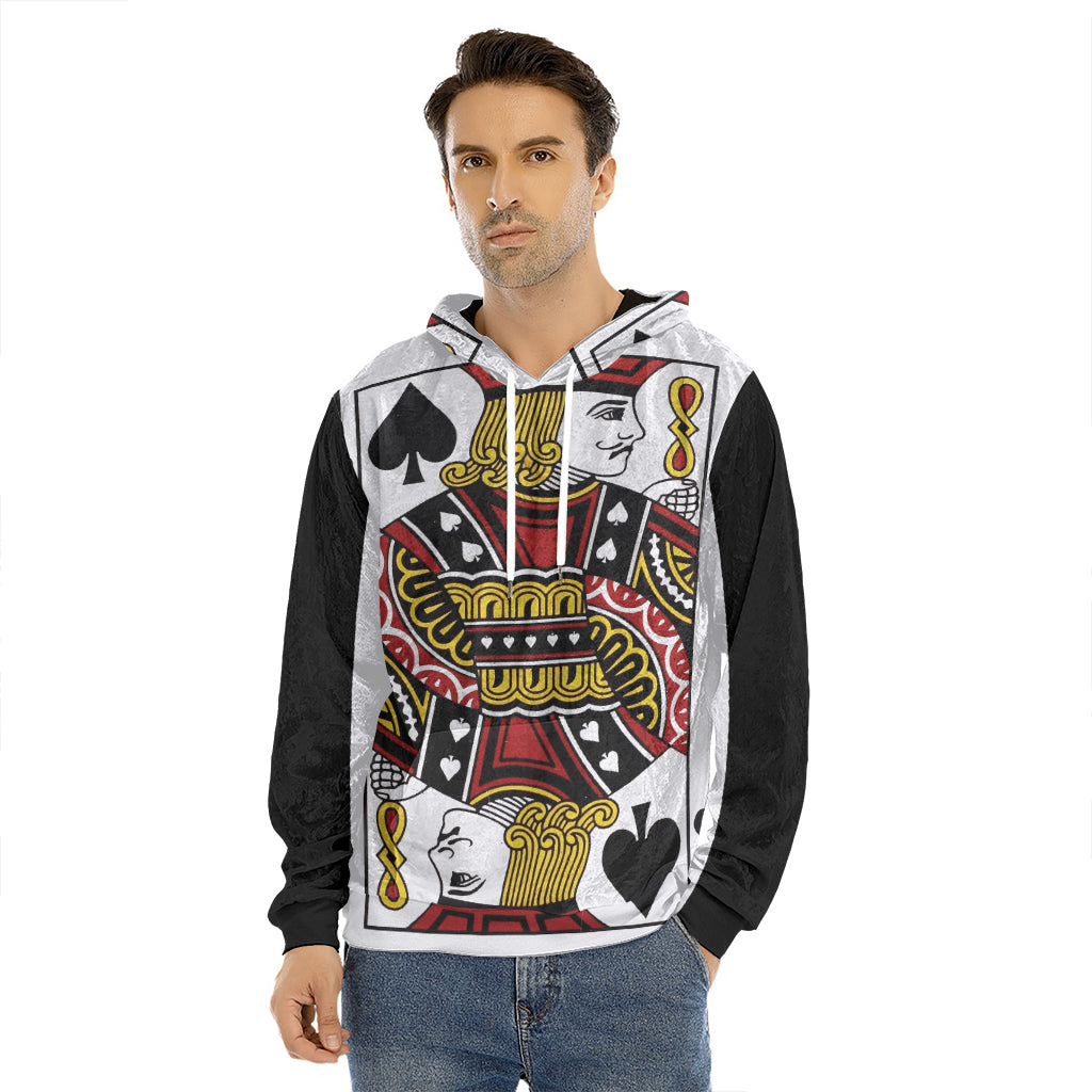 Jack Of Spades Playing Card Print Men's Velvet Pullover Hoodie