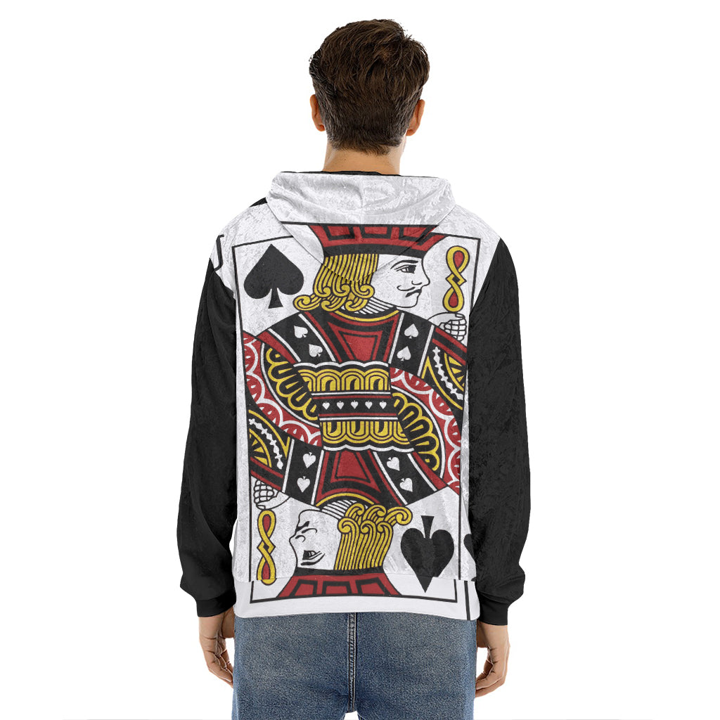Jack Of Spades Playing Card Print Men's Velvet Pullover Hoodie