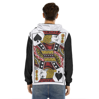 Jack Of Spades Playing Card Print Men's Velvet Pullover Hoodie