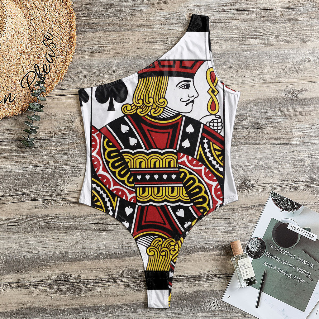 Jack Of Spades Playing Card Print One Shoulder Bodysuit