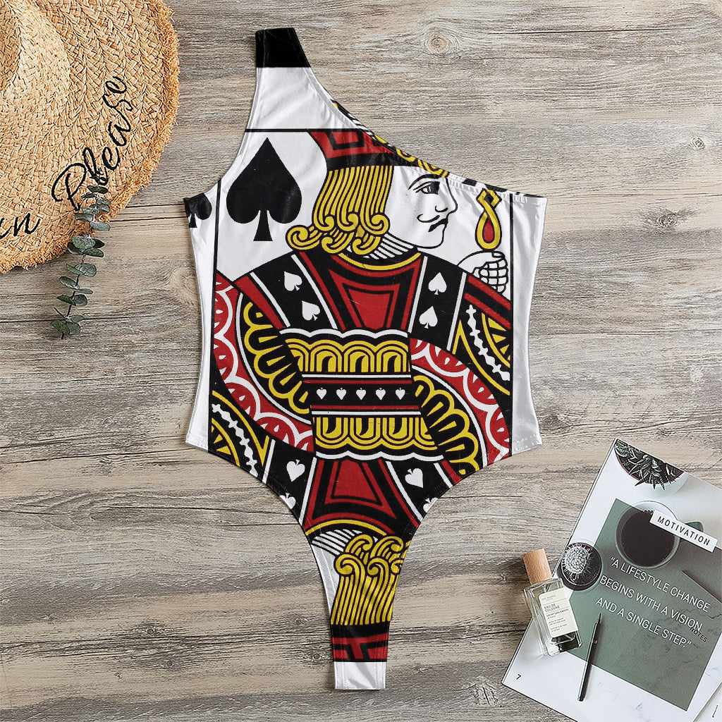 Jack Of Spades Playing Card Print One Shoulder Bodysuit