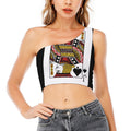 Jack Of Spades Playing Card Print One Shoulder Crop Top