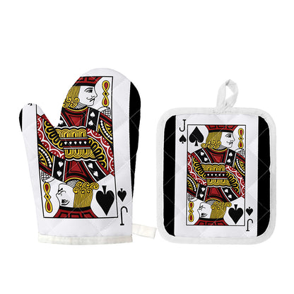 Jack Of Spades Playing Card Print Oven Mitt And Pot Holder Set