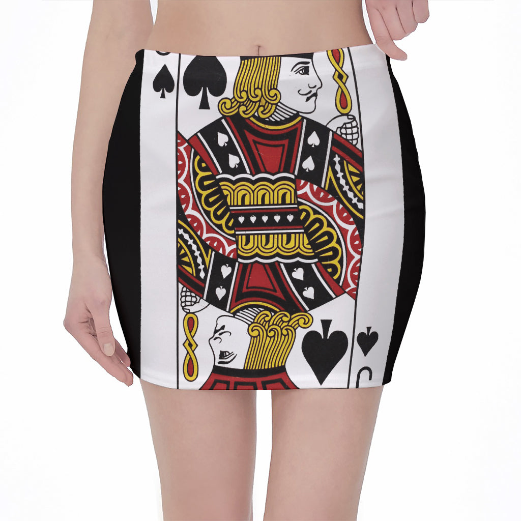 Jack Of Spades Playing Card Print Pencil Mini Skirt