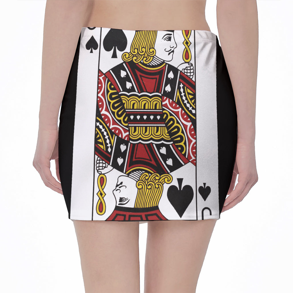 Jack Of Spades Playing Card Print Pencil Mini Skirt