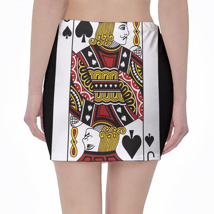 Jack Of Spades Playing Card Print Pencil Mini Skirt