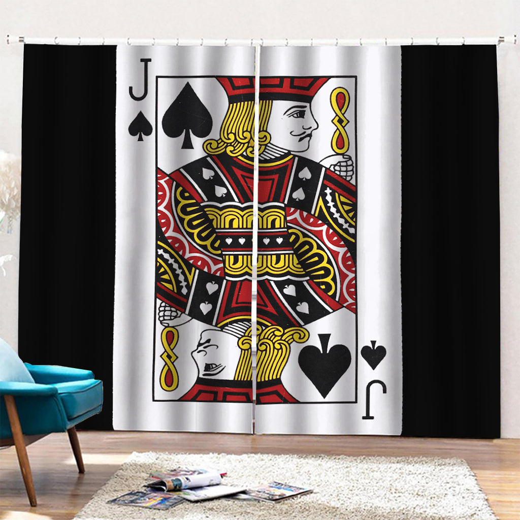 Jack Of Spades Playing Card Print Pencil Pleat Curtains