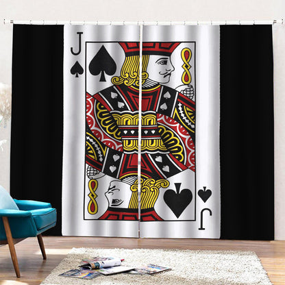 Jack Of Spades Playing Card Print Pencil Pleat Curtains