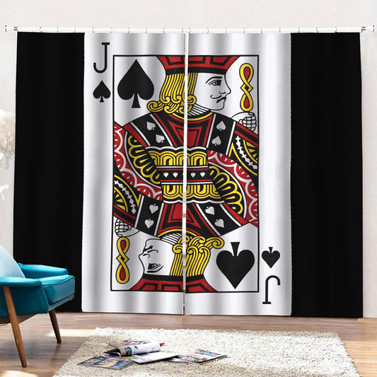 Jack Of Spades Playing Card Print Pencil Pleat Curtains