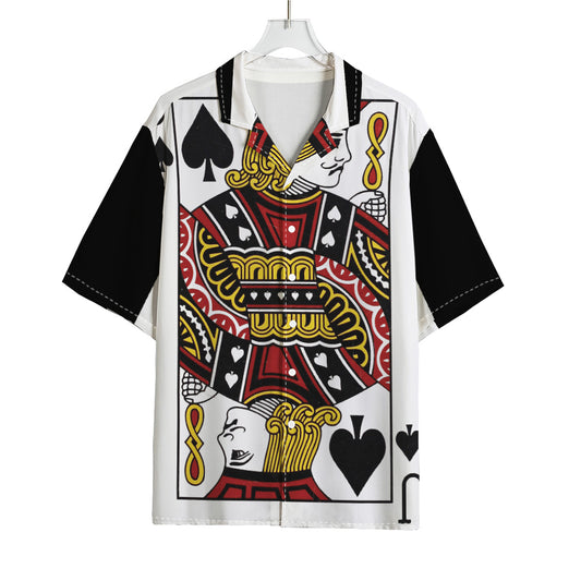 Jack Of Spades Playing Card Print Rayon Hawaiian Shirt