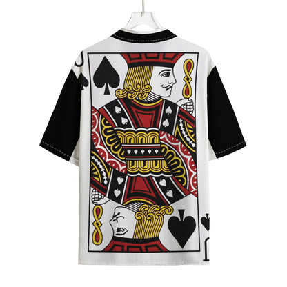 Jack Of Spades Playing Card Print Rayon Hawaiian Shirt
