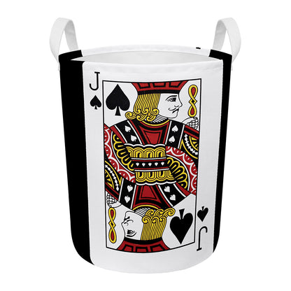 Jack Of Spades Playing Card Print Round Laundry Basket