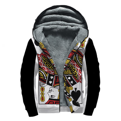 Jack Of Spades Playing Card Print Sherpa Lined Zip Up Hoodie
