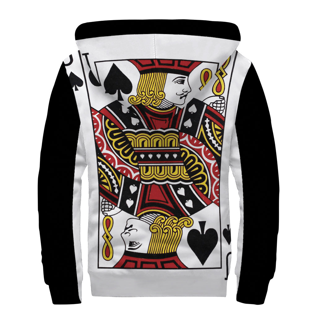 Jack Of Spades Playing Card Print Sherpa Lined Zip Up Hoodie