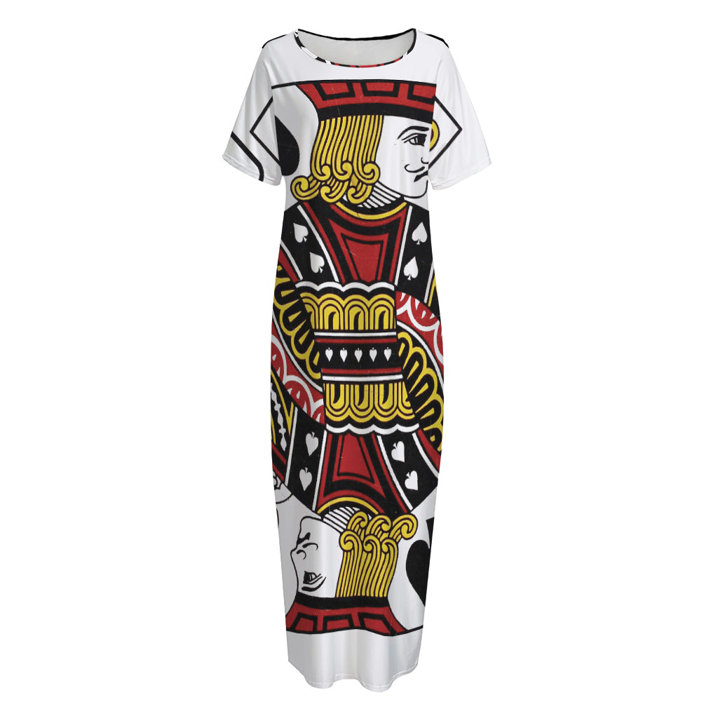 Jack Of Spades Playing Card Print Short Sleeve Long Nightdress