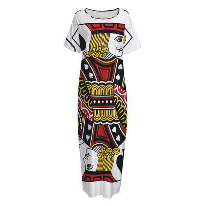 Jack Of Spades Playing Card Print Short Sleeve Long Nightdress