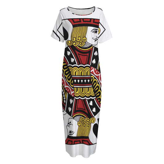Jack Of Spades Playing Card Print Short Sleeve Long Nightdress