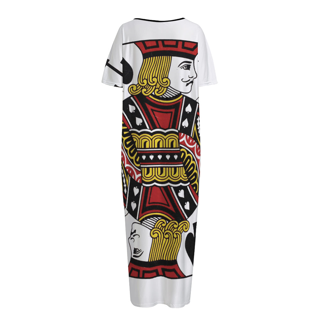 Jack Of Spades Playing Card Print Short Sleeve Long Nightdress
