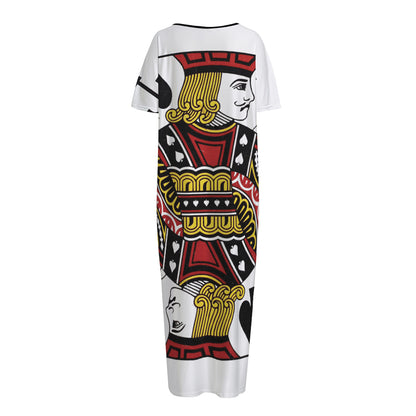 Jack Of Spades Playing Card Print Short Sleeve Long Nightdress