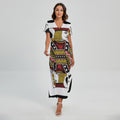 Jack Of Spades Playing Card Print Short Sleeve Maxi Dress