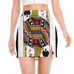 Jack Of Spades Playing Card Print Side Slit Mini Skirt