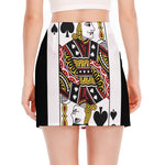 Jack Of Spades Playing Card Print Side Slit Mini Skirt