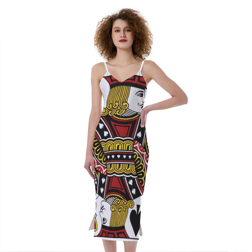 Jack Of Spades Playing Card Print Slim Fit Midi Cami Dress