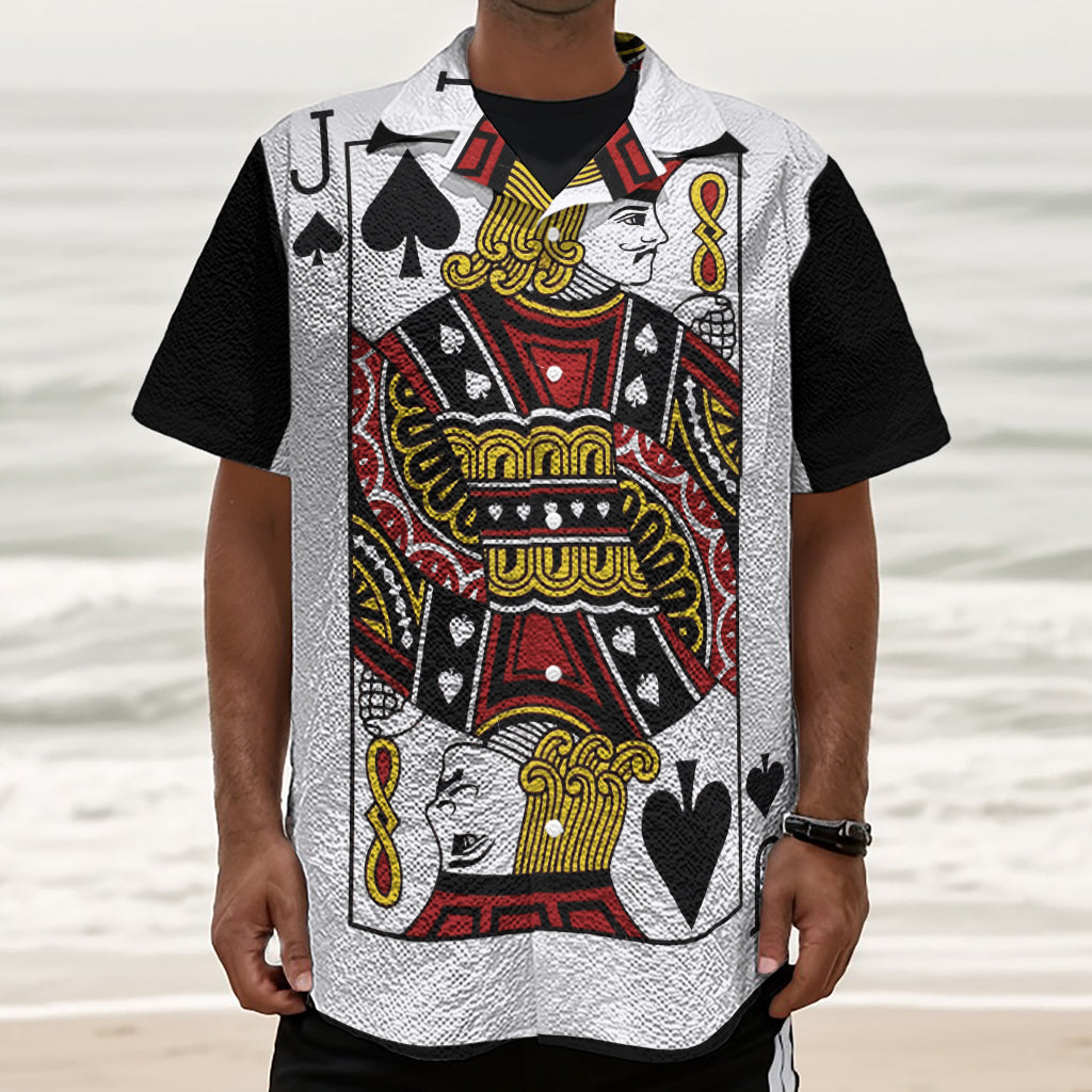 Jack Of Spades Playing Card Print Textured Short Sleeve Shirt