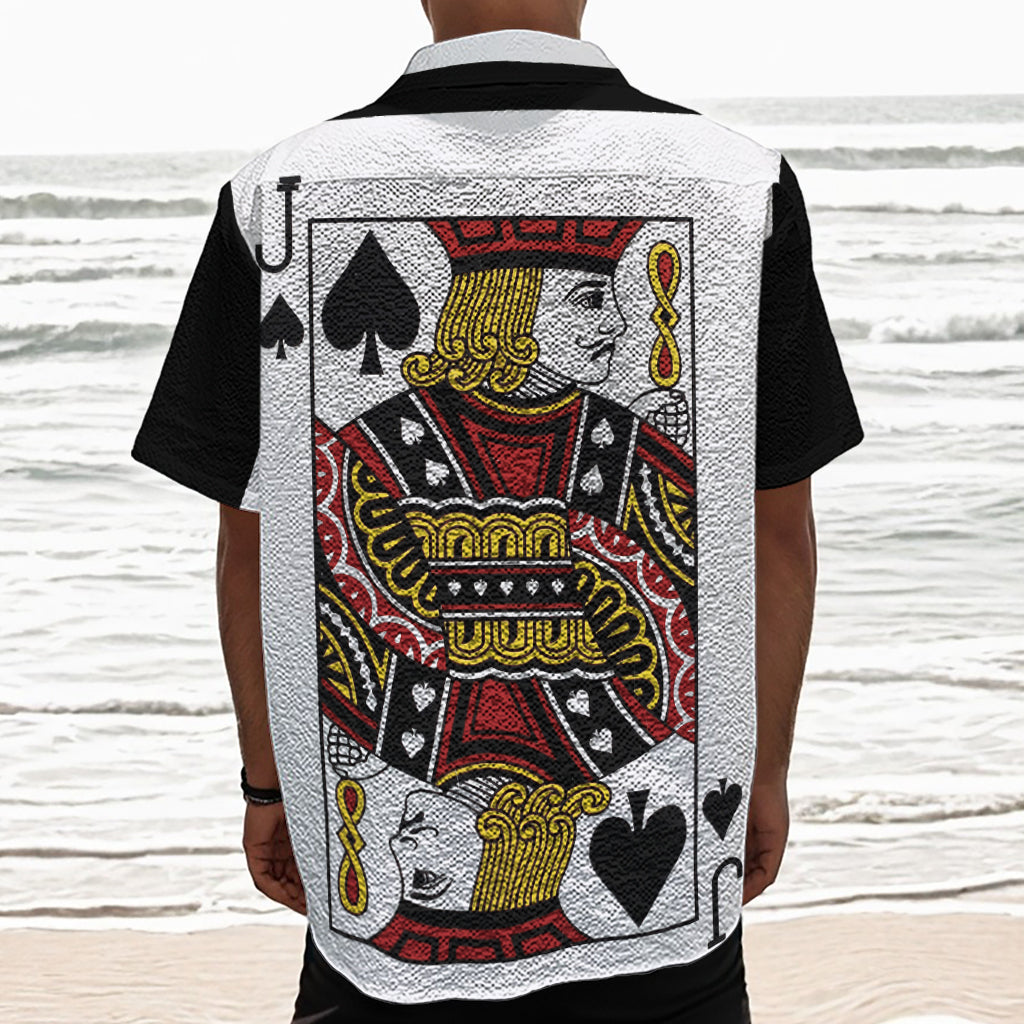 Jack Of Spades Playing Card Print Textured Short Sleeve Shirt