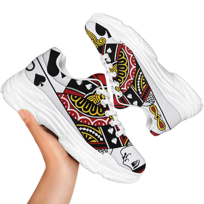 Jack Of Spades Playing Card Print White Chunky Shoes