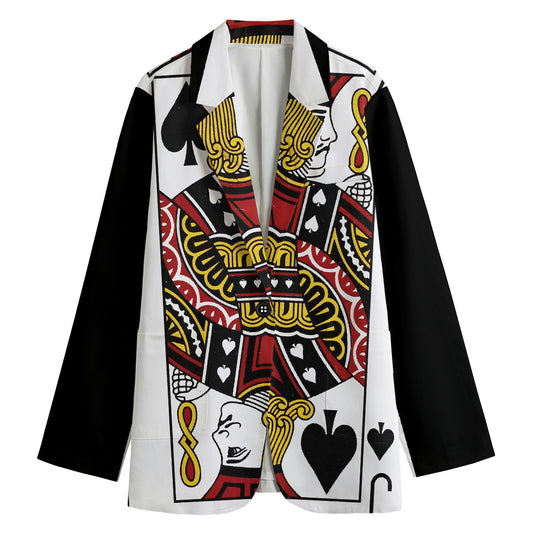 Jack Of Spades Playing Card Print Women's Blazer