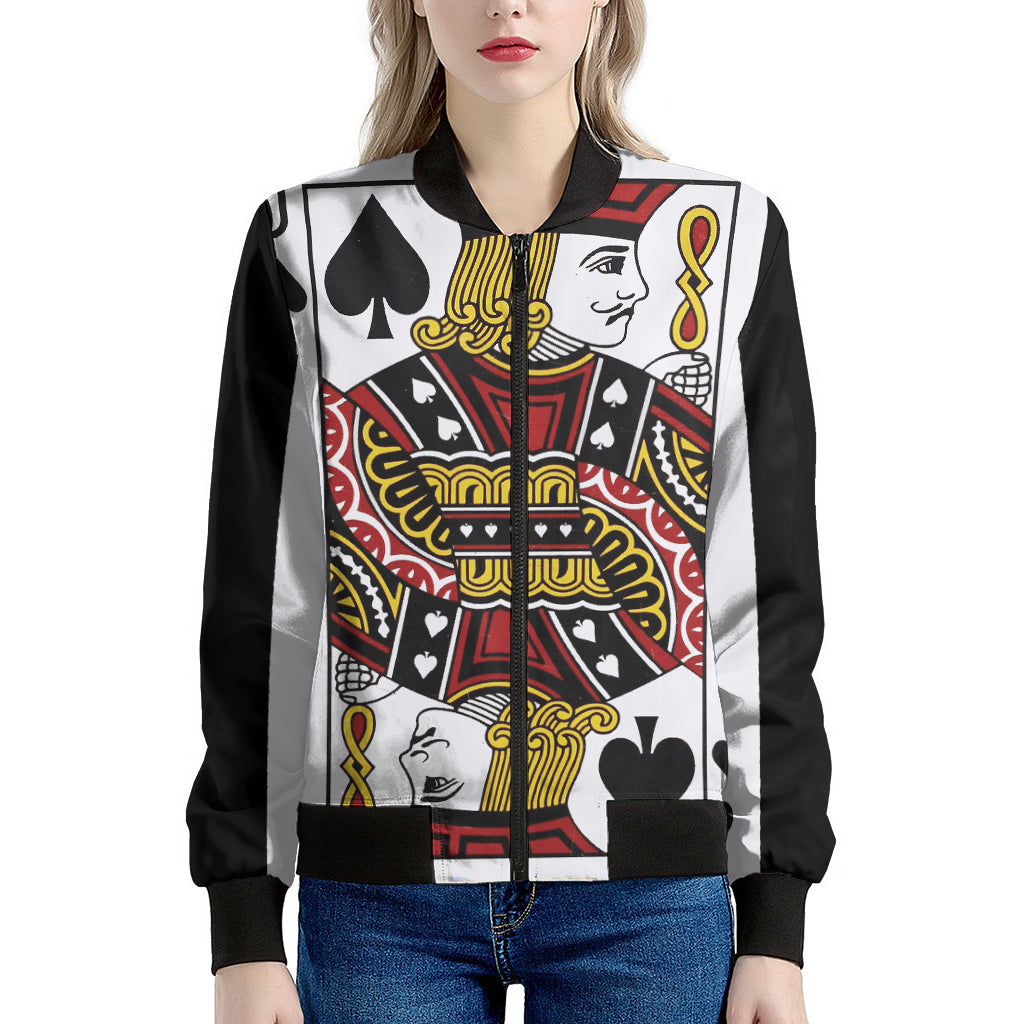 Jack Of Spades Playing Card Print Women's Bomber Jacket