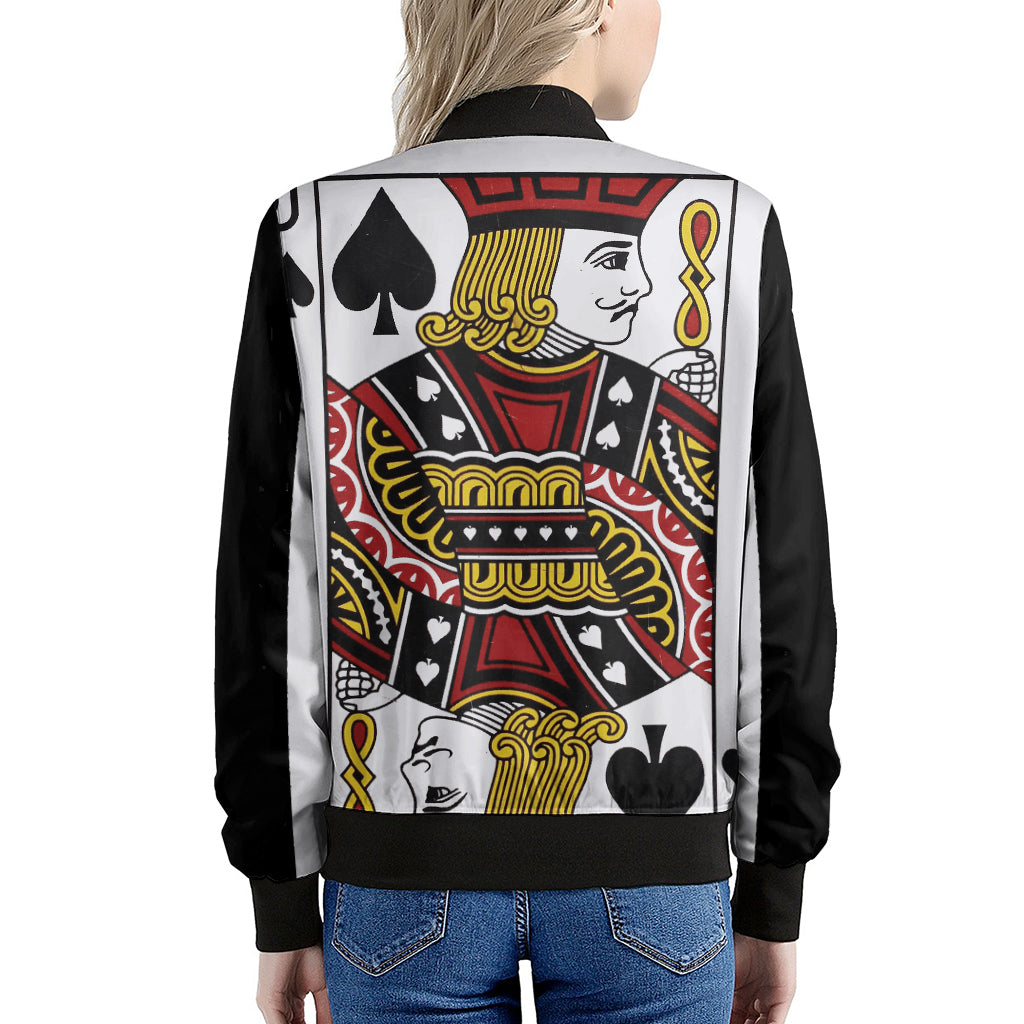 Jack Of Spades Playing Card Print Women's Bomber Jacket