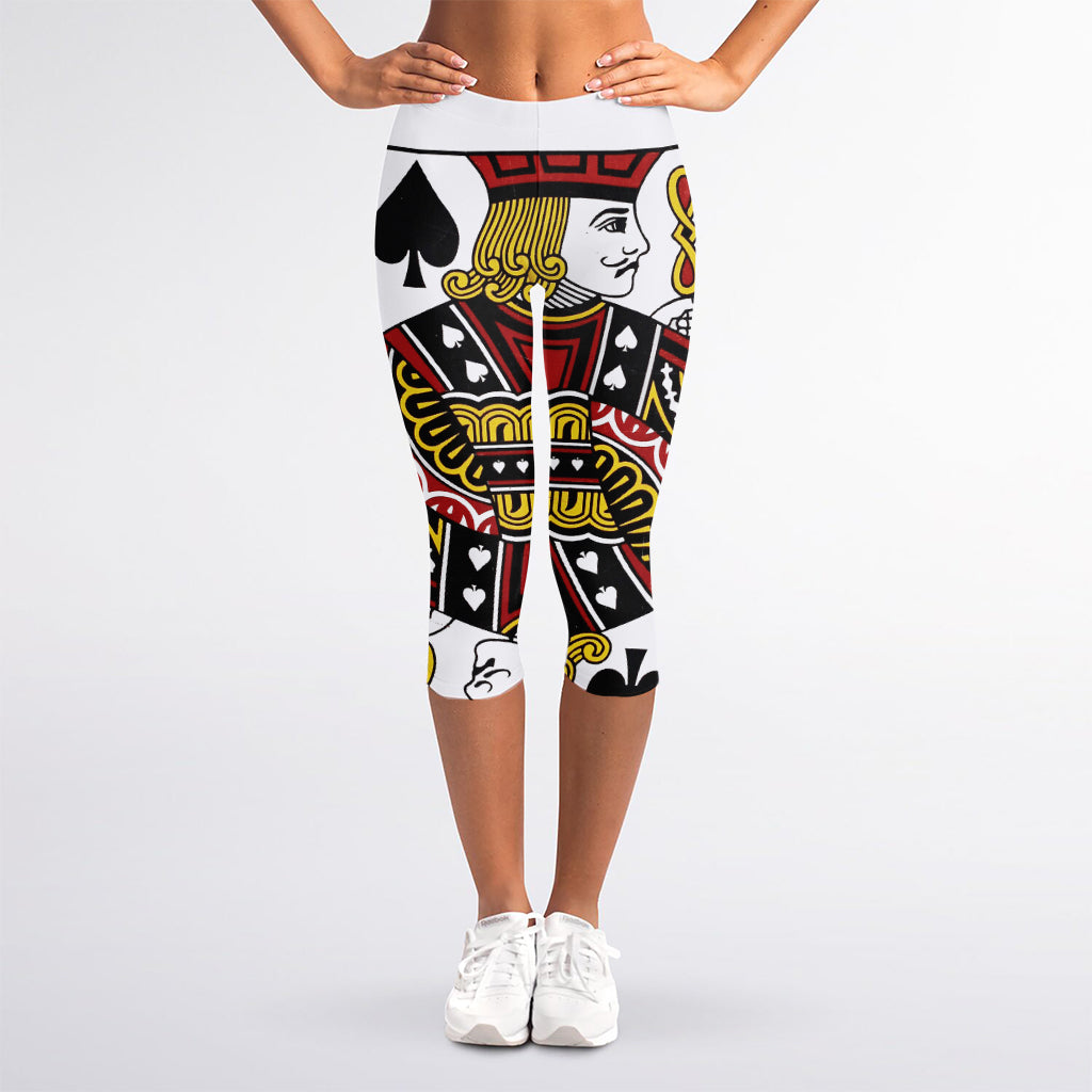 Jack Of Spades Playing Card Print Women's Capri Leggings