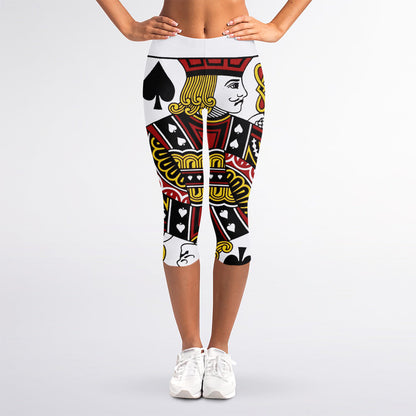 Jack Of Spades Playing Card Print Women's Capri Leggings