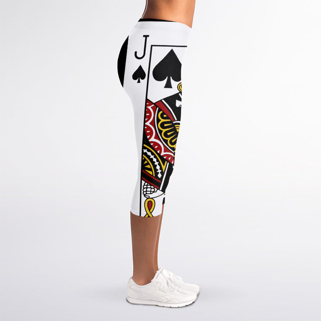 Jack Of Spades Playing Card Print Women's Capri Leggings