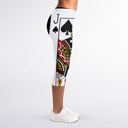 Jack Of Spades Playing Card Print Women's Capri Leggings