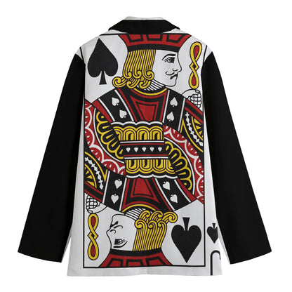 Jack Of Spades Playing Card Print Women's Cotton Blazer
