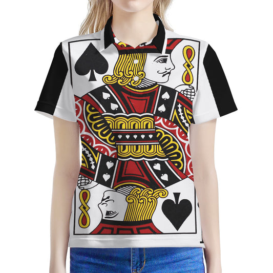 Jack Of Spades Playing Card Print Women's Polo Shirt