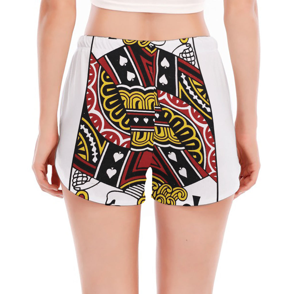 Jack Of Spades Playing Card Print Women's Split Running Shorts
