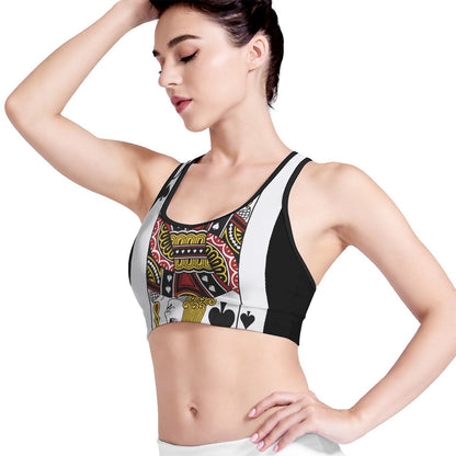 Jack Of Spades Playing Card Print Women's Sports Bra