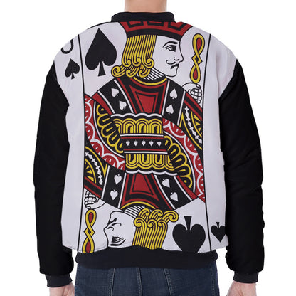 Jack Of Spades Playing Card Print Zip Sleeve Bomber Jacket